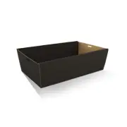 10x Black Medium Cardboard Catering Grazing Box with Window Lid 380x275x80mm