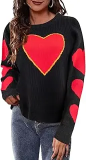 [Beopjesk] Heart Sweater for Women Winter Cute Long Sleeve Valentine's Day Knitted Pullover Jumper Tops