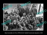 OLD HISTORIC PHOTO OF ROYAL AUSTRALIAN AIR FORCE WWII RAAF AIRFIELD SQUAD c1944