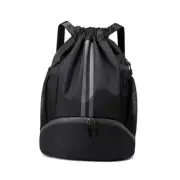 Valleycomfy Sports Drawstring Backpack - Water Resistant String Bag with Black