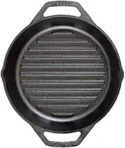 Lodge 12" Cast Iron Dual Handle Grill Pan, Black