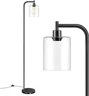 Industrial Floor Lamp 65” Tall Standing Lamps with Hanging Clear Glass Shade for Living Room Bedroom Office, AU Plug