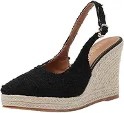 [ZIRIA] Heel Wedge Platform Shoes Women high Heel Pointed Toe Pumps Comfort Slip on Casual Shoes