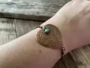 Copper Heart Concho bracelet Turquoise Gemstone Bracelet Boho