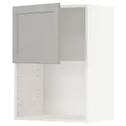 METOD wall cabinet for microwave oven, white/Lerhyttan light grey, 60x37x80 cm