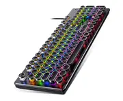 REDSTORM Mechanical Keyboard Metal Panel Round Retro Keycap 104 Keys Backlit Wired Gaming Keyboard For PC Laptop - Black Black Switch