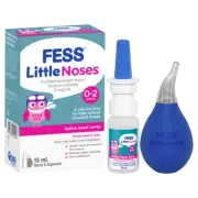 Fess Little Noses Saline Nasal Spray + Aspirator 15mL Relieve Blocked Noses