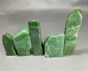 1.238KG Tumble freeform top Quality crystals tower Nephrite Jade 5PCS decoration