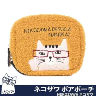 【Kusuguru Japan】收納包 零錢包 手拿包 日本眼鏡貓NEKOZAWA貓澤系列-大開口收納