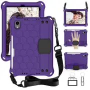 Catzon Hive iPad Case For iPad Mini 6 Durable Stand Cover With Shoulder Strap-PurpleBlack