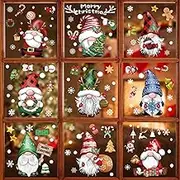 BORAMDO Christmas Gnome Snowflake Window Clings - 11 Sheets, Removable Decals Stickers for Glass Windows, Xmas Holiday Home Office Decor, 9 Styles (Gnome-A)