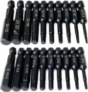 Hex Head Allen Wrench Drill Bit Set (10pc Metric & 10pc SAE), Onesize, Black