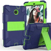 Silicone+PC Case 3-Layer Anti-fall Protective Cover Tablet Stand For Samsung Galaxy Tab A 8 inch T387(2018)-11navy olivia