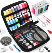 Portable Sewing Kit Sewing Supplies Thread Scissors Needle Thimble Tape W/ Case