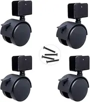 Pack of 4 Nylon Child Crib Caster Swivel Cot Castors 2 Inch Furniture Wheel with Brake,Baby Crib Wheel Accessories,Load 150kg,with Screws,Black (Plunger) Plunger (Color : U Bracket 25mm)