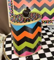 Mackenzie Childs Trampoline Boutique Cotton Ball Container- Retired -metal