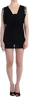 [roccobarocco] Black Embellished Jersey Mini Sheath Short Dress