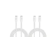 2PK Bonelk Long-Life Easy Grip USB-C Male Charging Cable 240W Connector 1.5m WHT