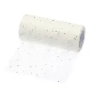 6" Lace Sequin Tulle Ribbon Glitter Netting Fabric 10 Yards, Beige
