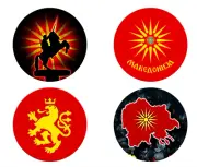 "MACEDONIA" Button Pin Badges x 4 (5.8cm)