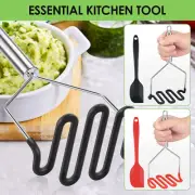 Potato Masher with Scraper Stainless Steel Carrots Masher Kitchen Tool Leko