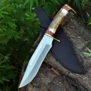 Custom handmade Stag Horn Carbon Steel Bowie Knife, Russian knife, yakut knife.