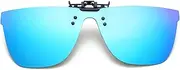 [Generic] Aviator Polarized Clip On Flap up Sunglasses UV 400 Mirror Blue