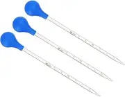 uxcell Graduated Dropper Pipettes Kit, 3pcs 3ml Borosilicate Glass Pipette with Rubber Cap for Transfer Liquid for Lab, Chemistry, Clear