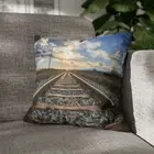 CUSHION COVER PILLOW CASE|TRAINTRACKS ON A NICE CLOUDY SKY