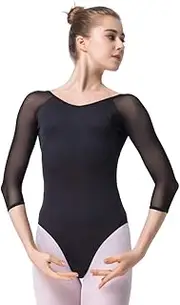 [SPFAS] Women's Ballet Dance Leotards Dance Bodysuit 3/4 Sleeve Leotards