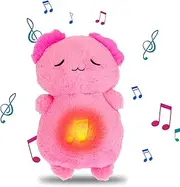Axolotl Breathing Stuffed Animal Sleeping Plush Relief Axolotl Relief Breathing with Realistic Breathing Rising and Falling and Soothing Music Lights Axolotl Plush Gifts