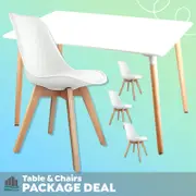 Package Deal | Set of 4 White Padded Dining Chairs & White Dining Table