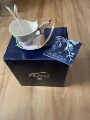 Franz Porcelain Collection - Fantasy Butterfly Cup, Saucer & Spoon Set