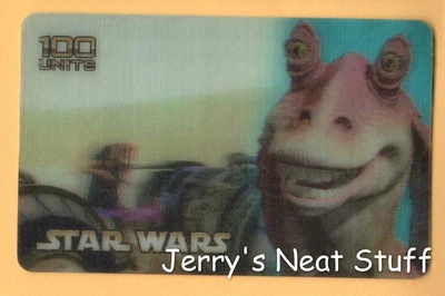 JAR JAR BINKS Italian Phone Card LENTICULAR 3-D Italy STAR WARS Italia Telecom