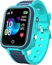 4G Kids Smart Watch Phone GPS 1.4 inch High Definition Touch Screen Tracker Camera Video Call Flashlight Waterproof (Aqua)