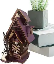 Haunted House Building Kit - Halloween Table Decorations | 3D Lighted Rustic Ornaments Horror Room Home Fireplace for Farmhouse Party Decoration Room