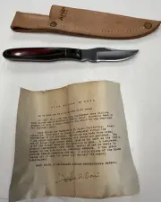 ANZA FIXED BLADE FILE KNIFE W/ LEATHER SHEATH NEVER USED X37