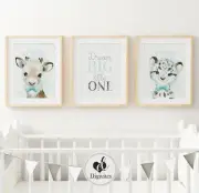 Baby Boy Nursery Wall Art Prints Dream Big little one, Baby Animal Nursery Decor