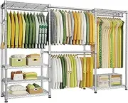 [Ulif] E1 Heavy Duty Clothes Garment Rack, 6-Tier Metal Freestanding Clothing Storage and Organizer with 4 Hanger Rods, Easy to Assemble Closet Wardrobe, (70.8" - 86.6") W x 13.4" D x 71.6" H, Chrome