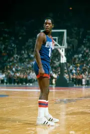 Nate Archibald New York Nets looks on v the Washington Bullets at- 1976 Photo