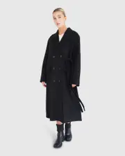 [Belle & Bloom] Right There Side Tie Coat - Black