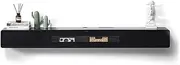 Shelf with Storage Floating TV Stand for Under TVs, Wall Mounted TV Console, Modern Solid Wood Floating TV Units Entertainment Center with Storage Drawers Cabinet(Black,180x24x20cm)