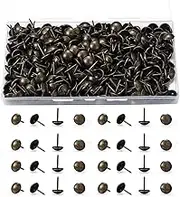 wugongshan 250 Pcs Upholstery Tacks, Decorative Furniture Tacks, Round Head Bronze Nails Tacks Pins, Antique Thumb Tacks Push Pins for DIY Project, Furniture, Sofa, Chair, Bed- 11x17 mm