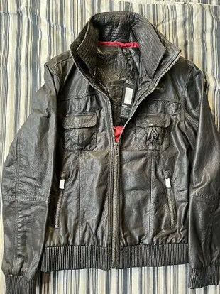 跩狗嚴選 極度乾燥 Superdry Ryan bomber Leather Jacket 牛皮 限量 真皮 皮衣 夾克 外套 縮口 合身 咖啡