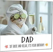 Dad Birthday Card - Sit back and Relax Cat Spa - Funny Birthday Cards for Dad Father