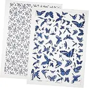 2 Sheets Ceramic Underglaze Flower Decal Paper for DIY Crafts Transfer Paper for Pottery Texture Durable Easy to Use for Artistic Decoration