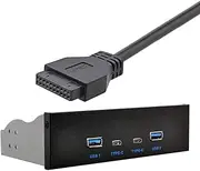 Xiwai USB-C & USB 3.0 HUB 4 Ports Front Panel to Motherboard 20-Pin Connection Cable for 5.25 Inch CD-ROM Bay