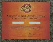 *Orginal* Gibson Custom Shop Certificate of Authenticity: Les Paul, Explorer, SG