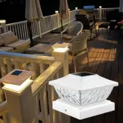 Solar Powered LED Deck Post Light Garden Cap Square Landscape Lamp Fence O1Z3