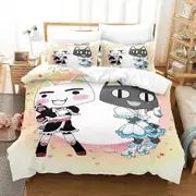 v2679 Bed Sheets Cute Inoue Toro Bedding Set Single Twin Full Queen King Size Bed Set Adult Kid Bedroom Duvet cover Sets Anime Bed Sheet Set 3-Piece B